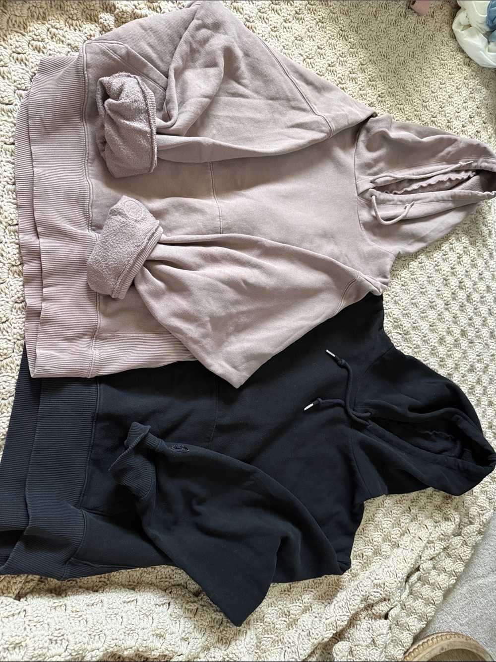 Bundle PINK Victoria's Secret Mauve Hoodie & Black Hoodie Set